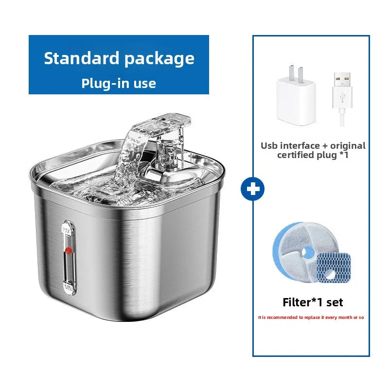 Stainless Steel Automatic Pet Water Dispenser with Intelligent Filtration for Cats and Dogs