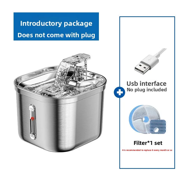 Stainless Steel Automatic Pet Water Dispenser with Intelligent Filtration for Cats and Dogs