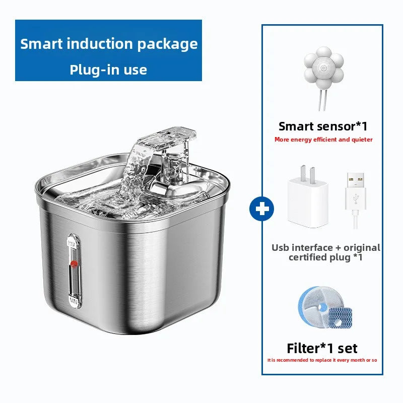 Stainless Steel Automatic Pet Water Dispenser with Intelligent Filtration for Cats and Dogs