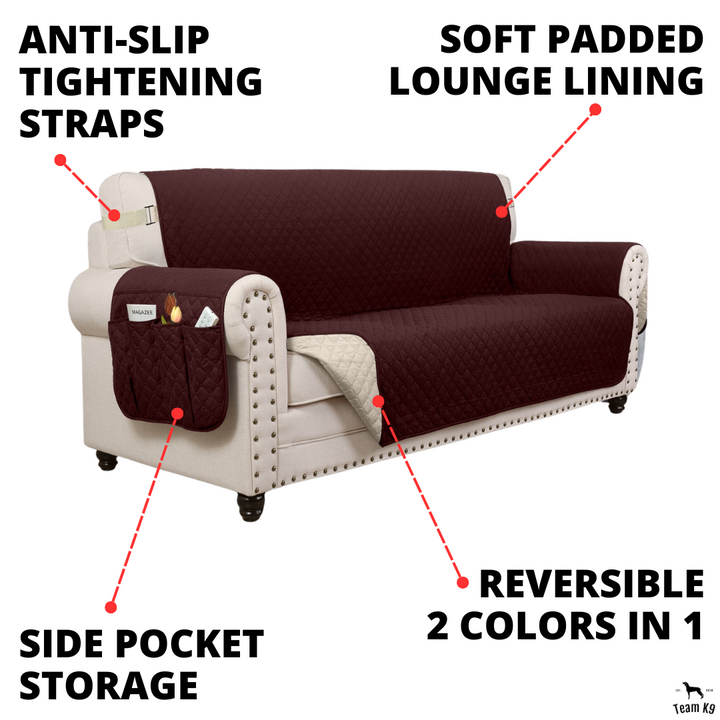 Couch Cover Furniture Protector With Side Pockets And Back Straps Reversible colours Fall 2025 Pet Friendly