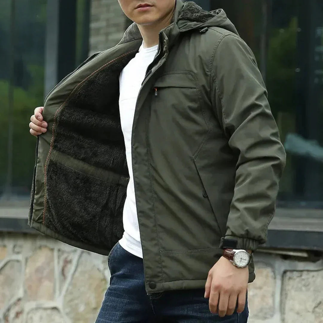 Waterproof Mens Jacket - Hip-Length Fleece-Lined Commute