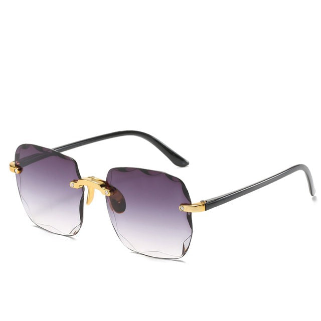 Lightweight unisex rimless sunglasses – vintage square design, UV400 protection, for sunny days