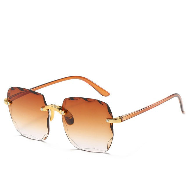 Lightweight unisex rimless sunglasses – vintage square design, UV400 protection, for sunny days