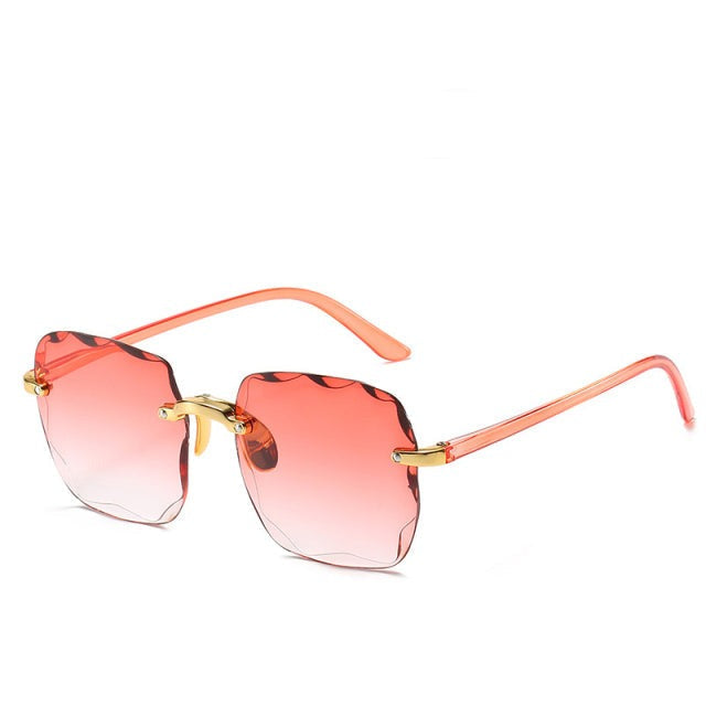 Lightweight unisex rimless sunglasses – vintage square design, UV400 protection, for sunny days