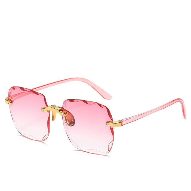 Lightweight unisex rimless sunglasses – vintage square design, UV400 protection, for sunny days