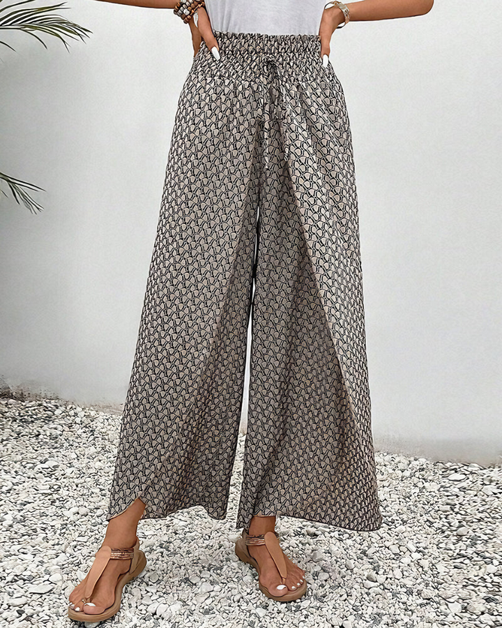 Relaxed Wide Leg Pants for Women, Flowy Palazzo Pants with Elastic Waistband and Breathable Fabric