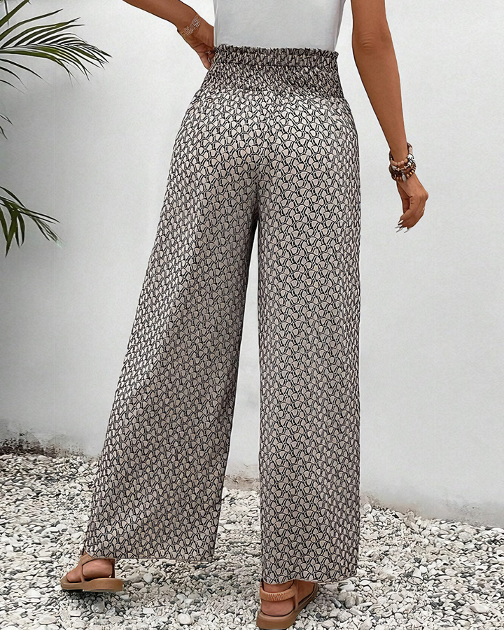 Relaxed Wide Leg Pants for Women, Flowy Palazzo Pants with Elastic Waistband and Breathable Fabric