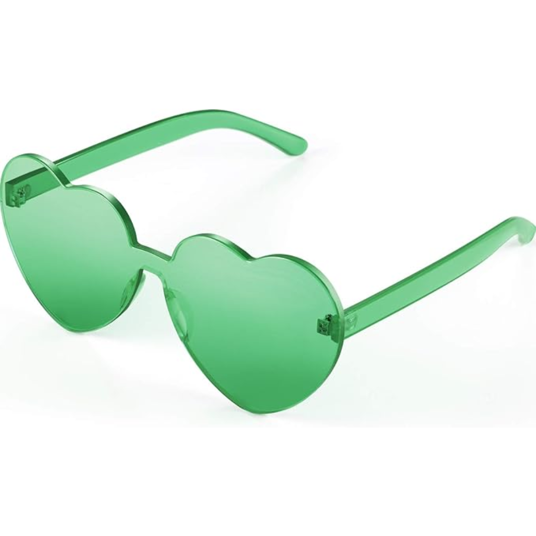 Lightweight women’s heart-shaped sunglasses – rimless design, transparent lenses, for summer festivals