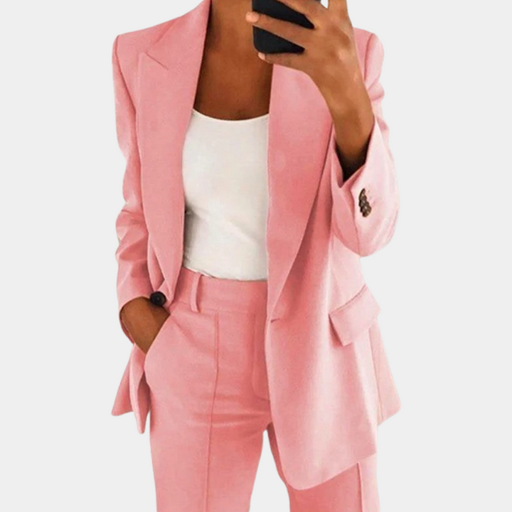 Lightweight women’s suit set – relaxed blazer and Pants, high-quality fabric, for summer occasions