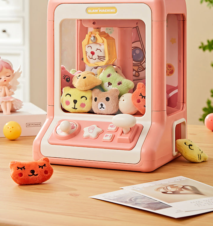 Mini Claw Crane Toy Machine for Kids - Coin Operated Plush Grabber Game with Lights &amp; Music