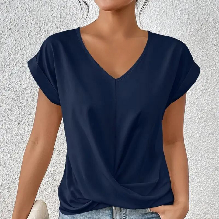 Warm &amp; cozy women’s v-neck shirt – classic knit design, soft fabric, for versatile styling