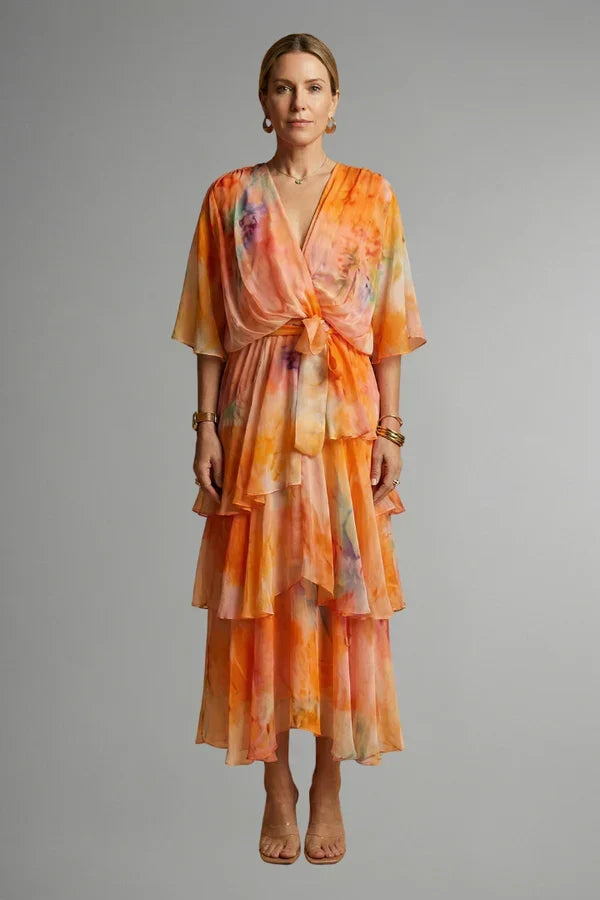 Lightweight Women’s Dress - Pullover, Layered, Chiffon, Tie-Dye, Casual Vacation