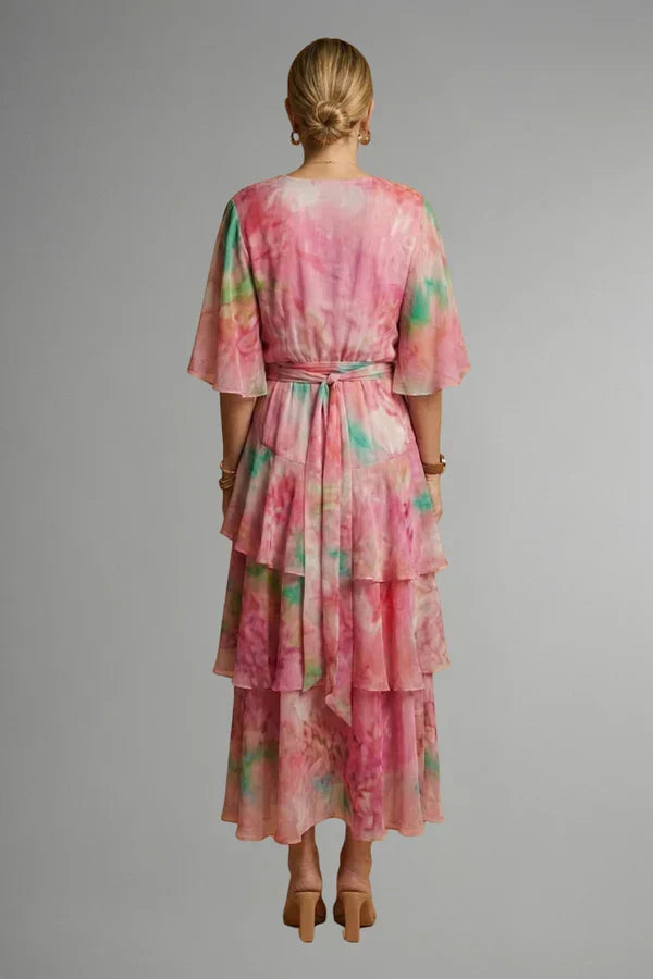 Lightweight Women’s Dress - Pullover, Layered, Chiffon, Tie-Dye, Casual Vacation