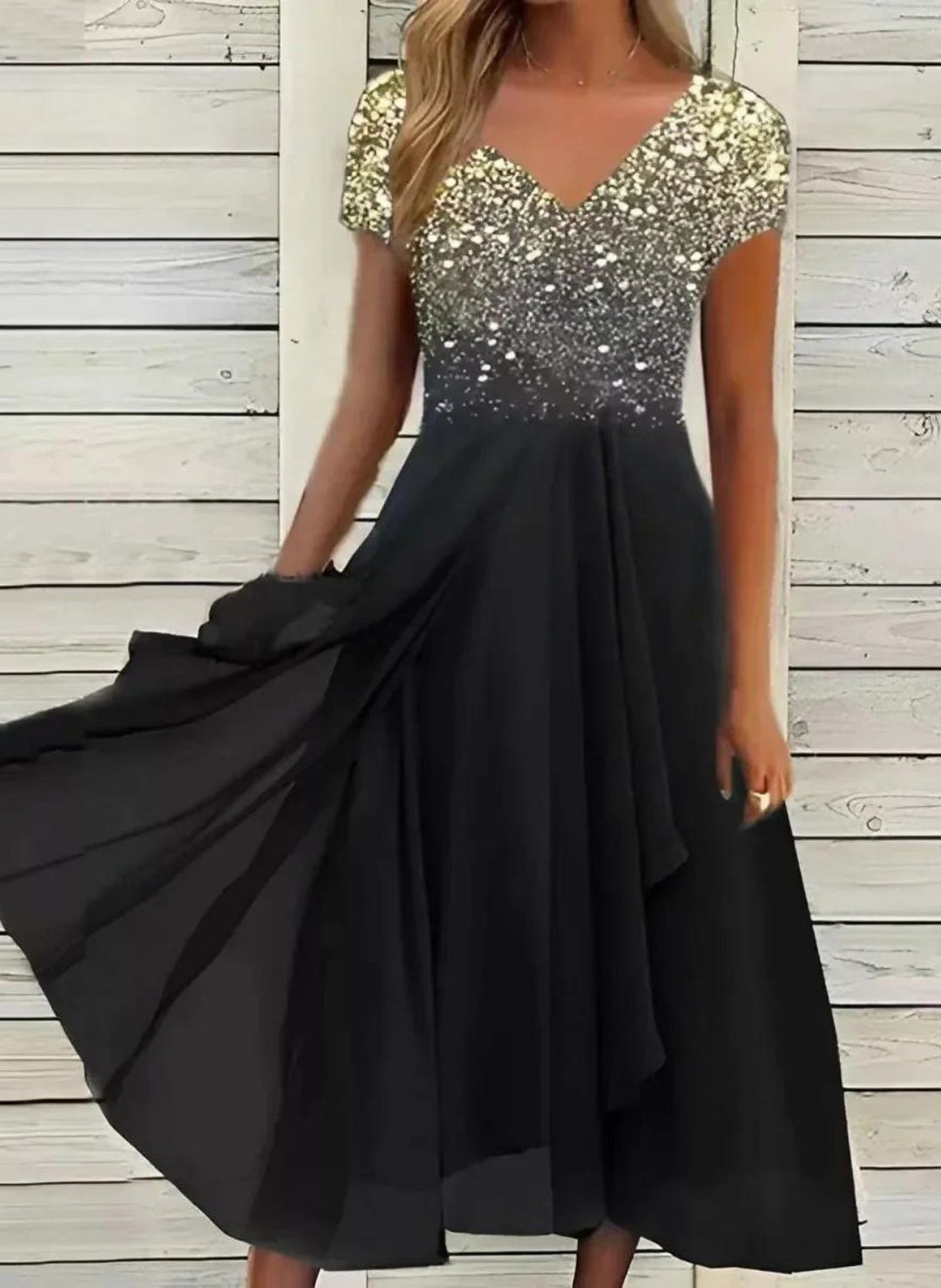Elegant Chiffon Party Dress for Women, Knee-Length, Lightweight, Sophisticated Design for Special Occasions