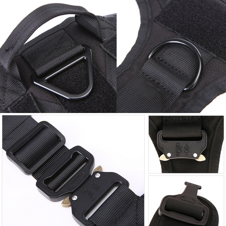 Tactical Dog Harness No-Pull With Front And Back D-Rings Quick-Release Buckles Top Handle Heavy-Duty Training