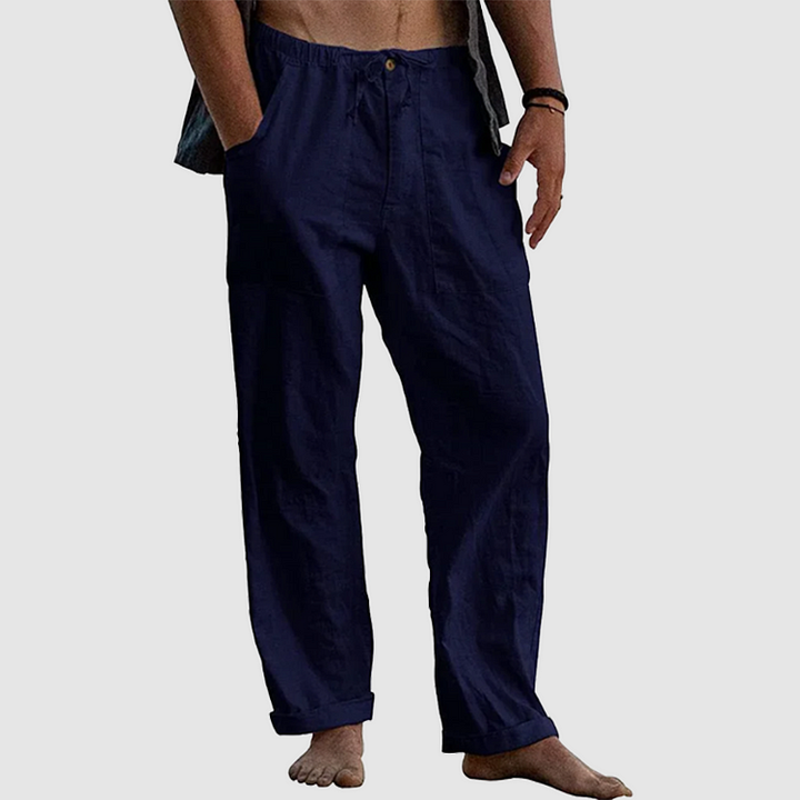 Linen Pants for Women with Adjustable Waist Cord, Relaxed Fit Summer Pants
