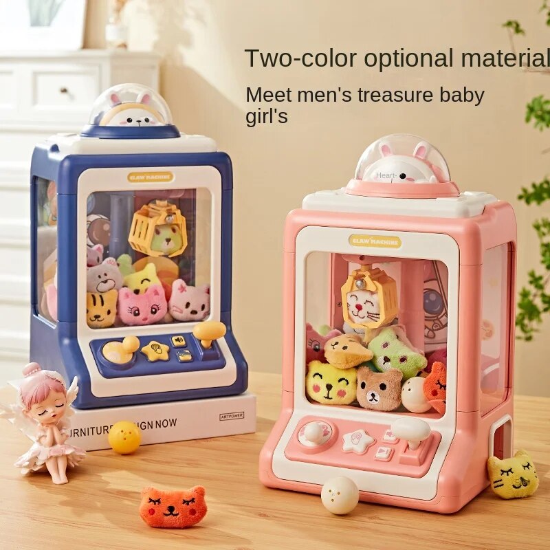 Mini Claw Crane Toy Machine for Kids - Coin Operated Plush Grabber Game with Lights &amp; Music