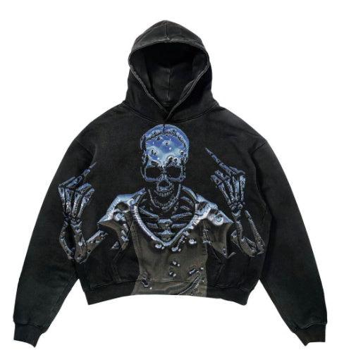Warm Relaxed Hoodie - Cropped Pullover Polyester Streetwear