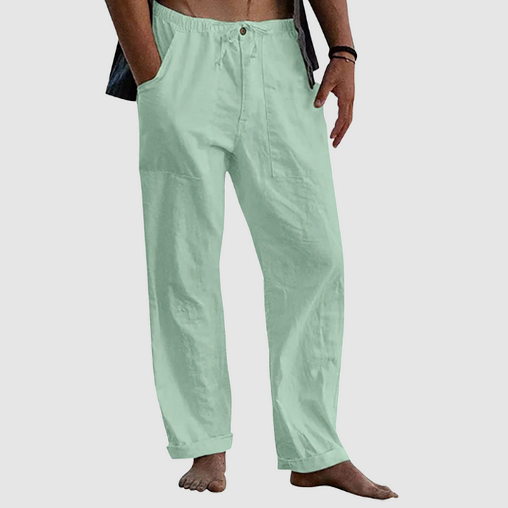 Linen Pants for Women with Adjustable Waist Cord, Relaxed Fit Summer Pants