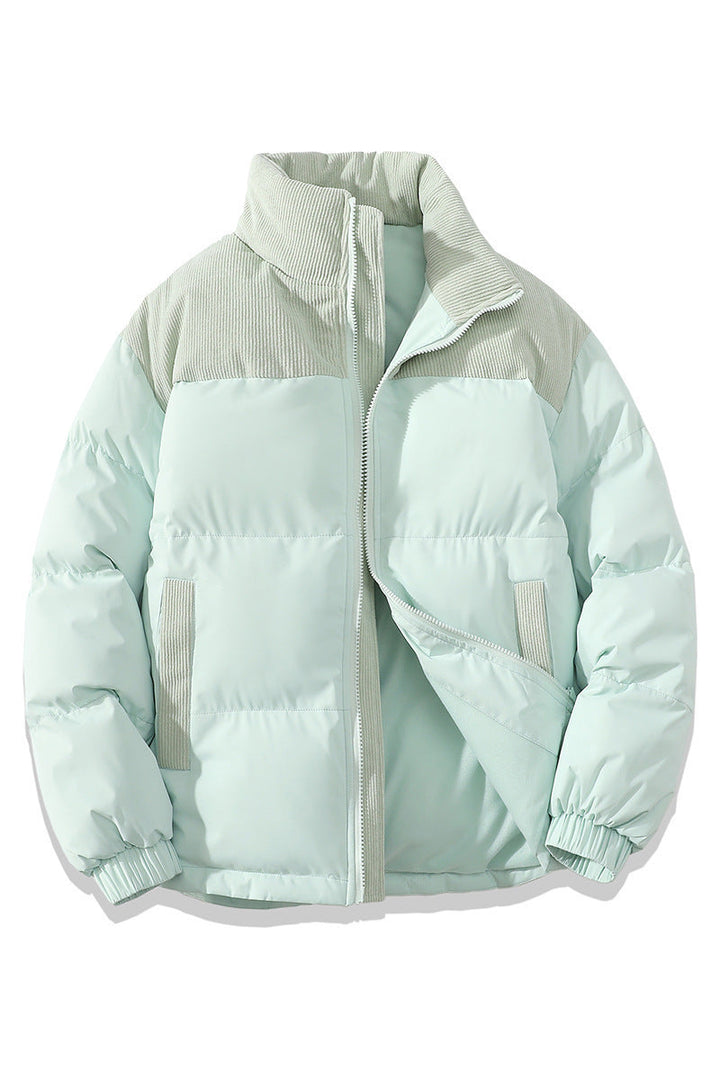Insulating Unisex Puffer Coat - Stand Collar, Cotton