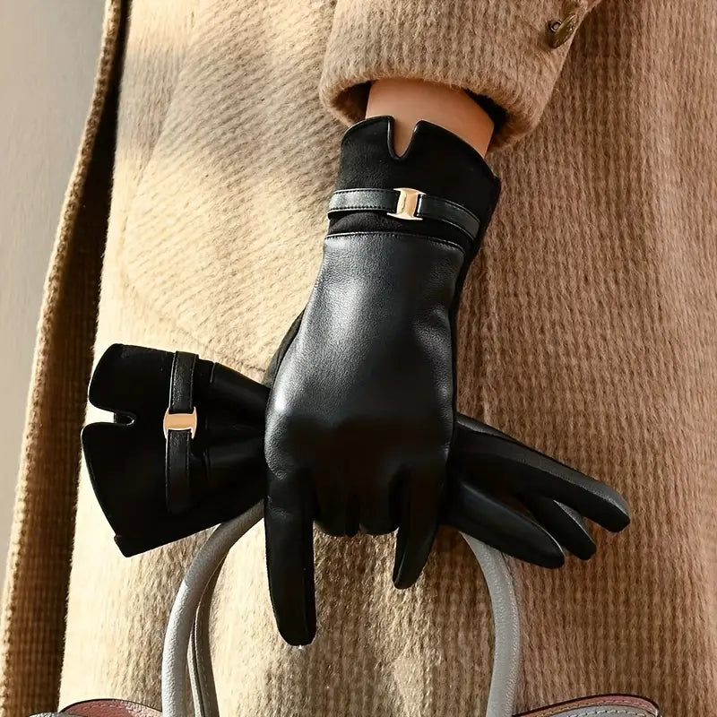 Waterproof Women’s Gloves - Slim Faux Leather, Lined