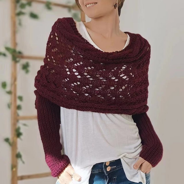 Soft Women’s Scarf - Openwork Rectangular, Knit, For Winter