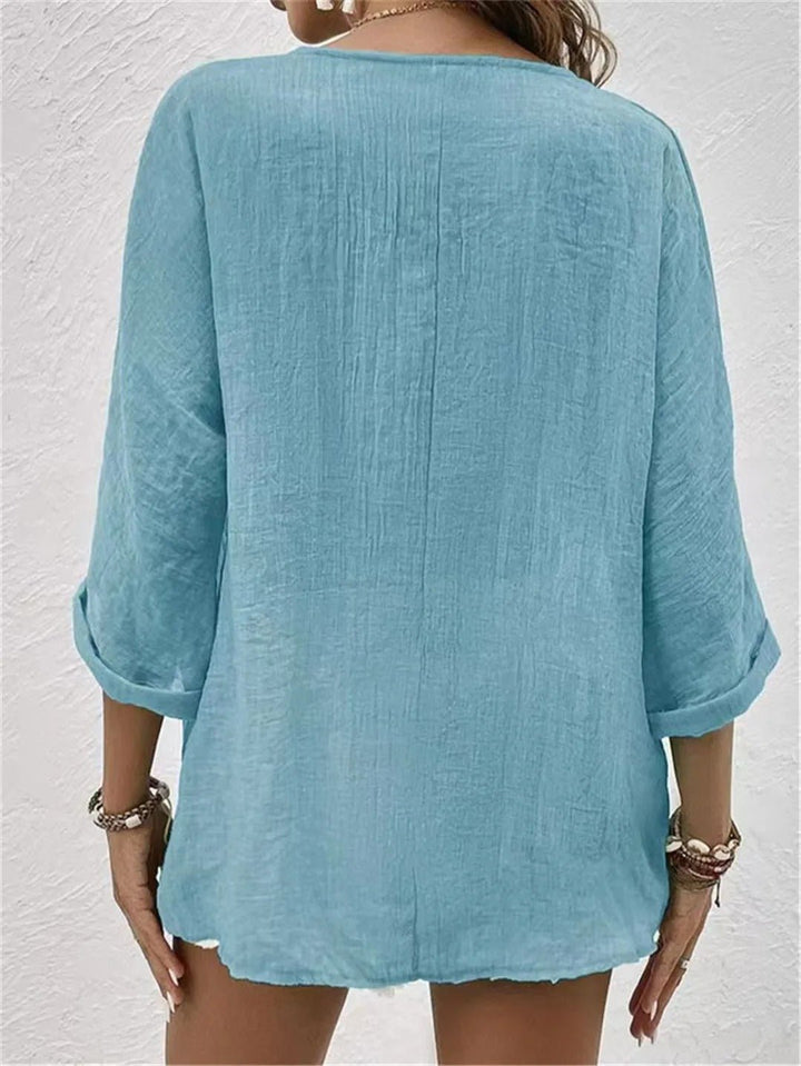 V-Neck Button-Up Women&