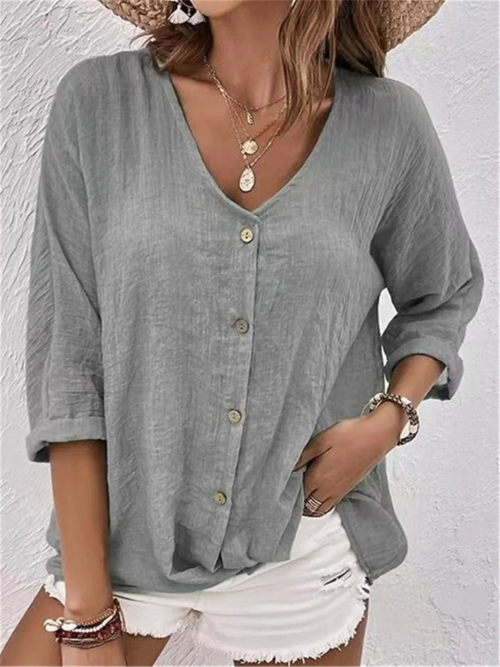 V-Neck Button-Up Women&