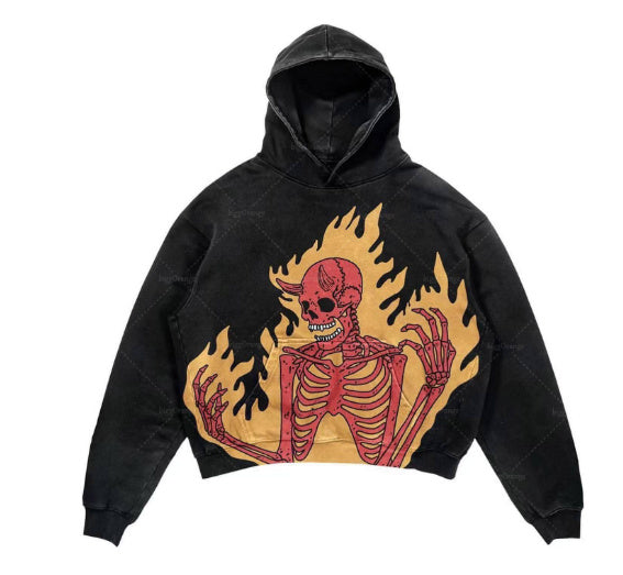 Warm Relaxed Hoodie - Cropped Pullover Polyester Streetwear