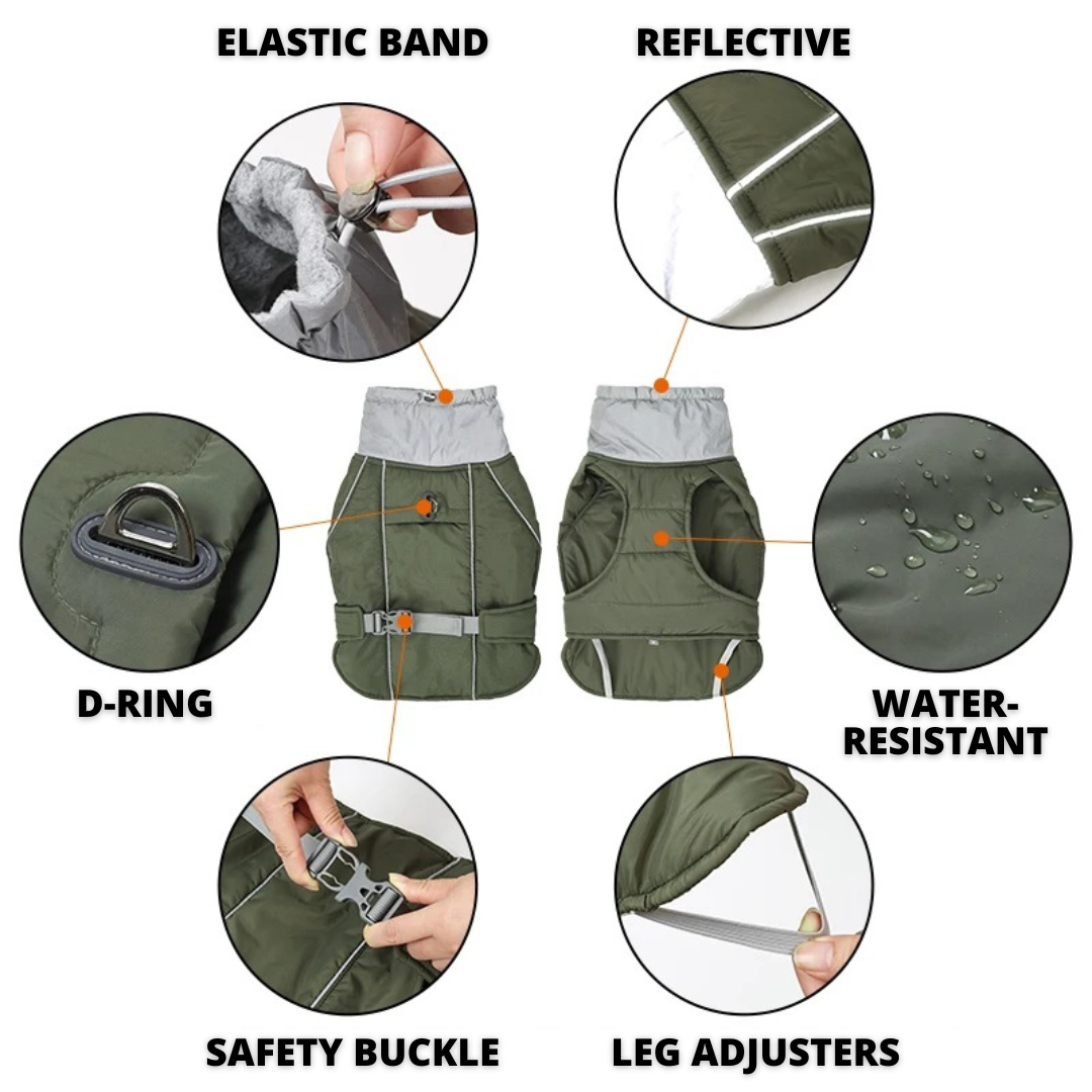 Water-Resistant Dog Coat With Reflective Strips And Adjustable Straps For Safe Winter Walks 2025
