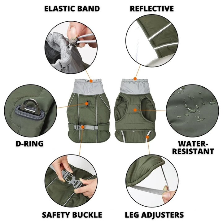 Water-Resistant Dog Coat With Reflective Strips And Adjustable Straps For Safe Winter Walks 2025