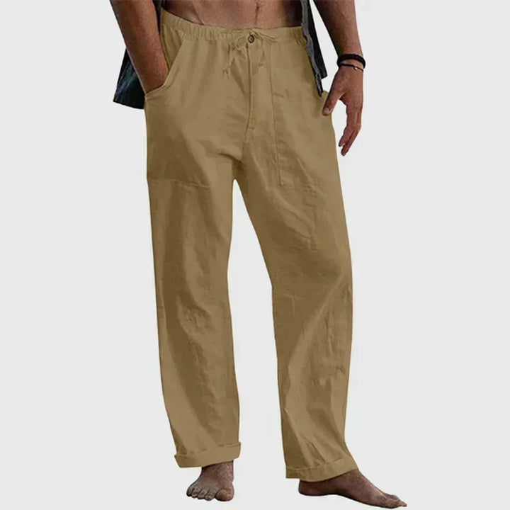 Linen Pants for Women with Adjustable Waist Cord, Relaxed Fit Summer Pants
