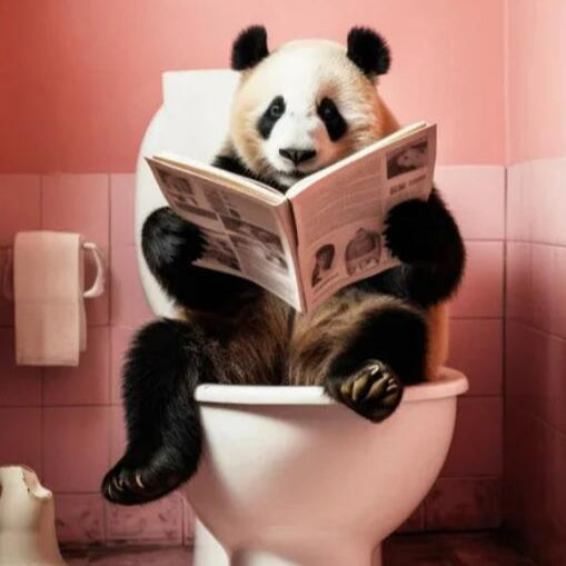 Animal Monkey Panda Toilet  Painting Art DIY Embroidery