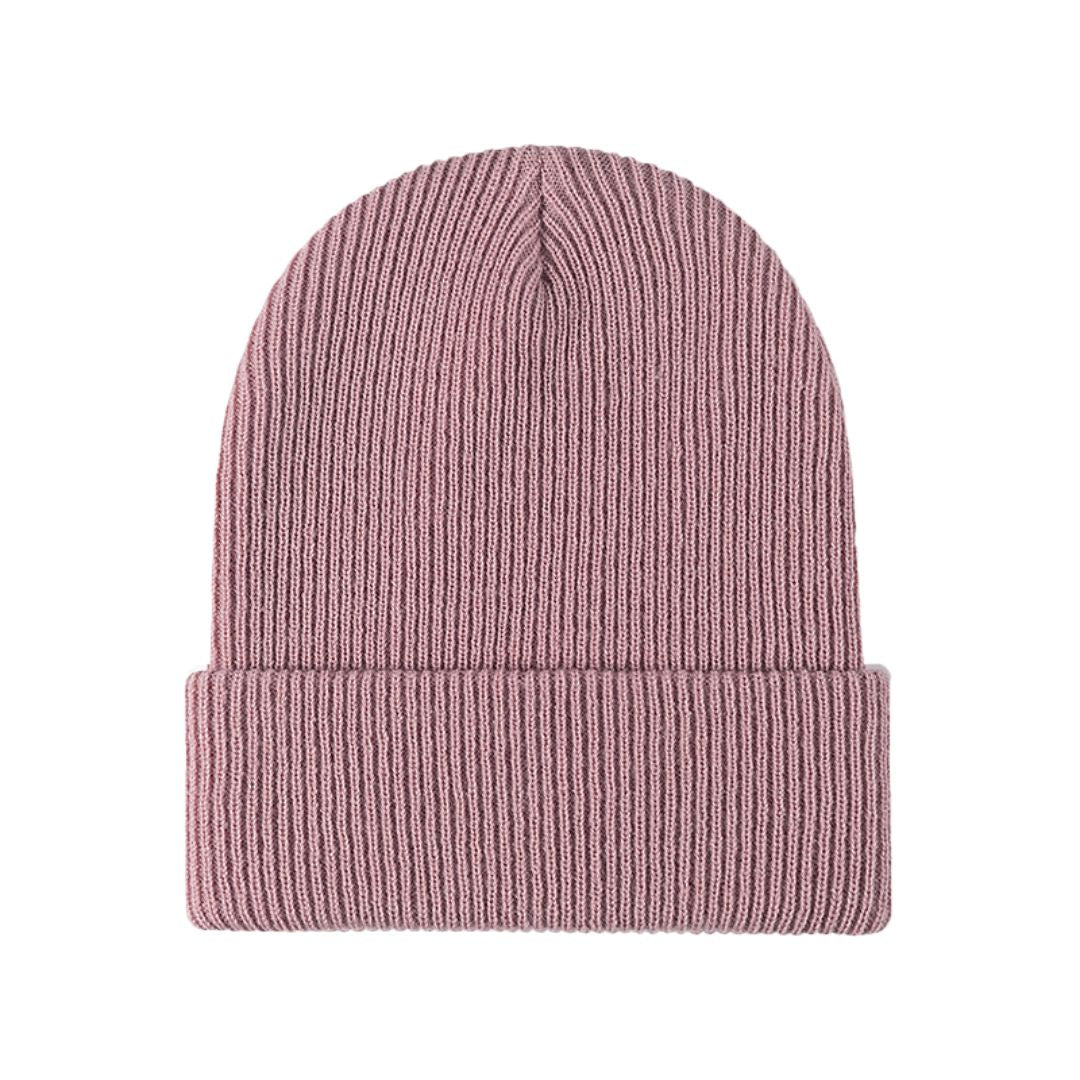 Warm Versatile Beanie - Folded Cuff Ribbed Knit, Winter