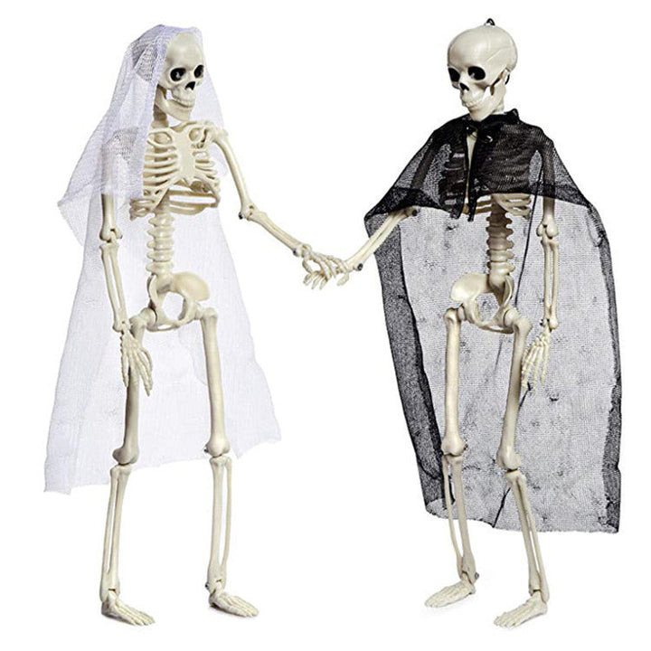 Halloween Plastic Skeleton Couple Props Wedding Veil Decor