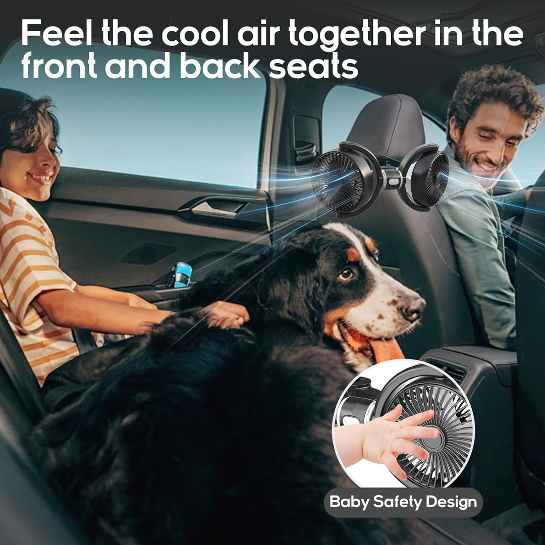 Backseat Car Fans for Pets Dual Cooling With Adjustable Airflow Keeps Dogs Calm Summer Travel 2025