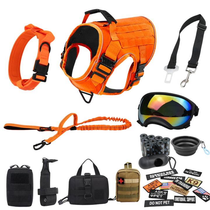 Tactical Dog Harness System All-In-One Training Bundle No-Pull Harness MOLLE Pouches Travel Water Bowl Holiday 2025