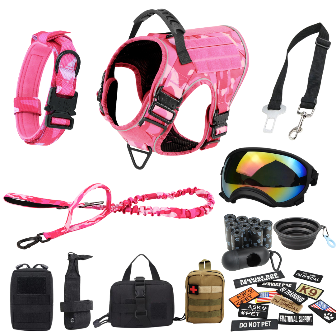 Tactical Dog Harness System All-In-One Training Bundle No-Pull Harness MOLLE Pouches Travel Water Bowl Holiday 2025