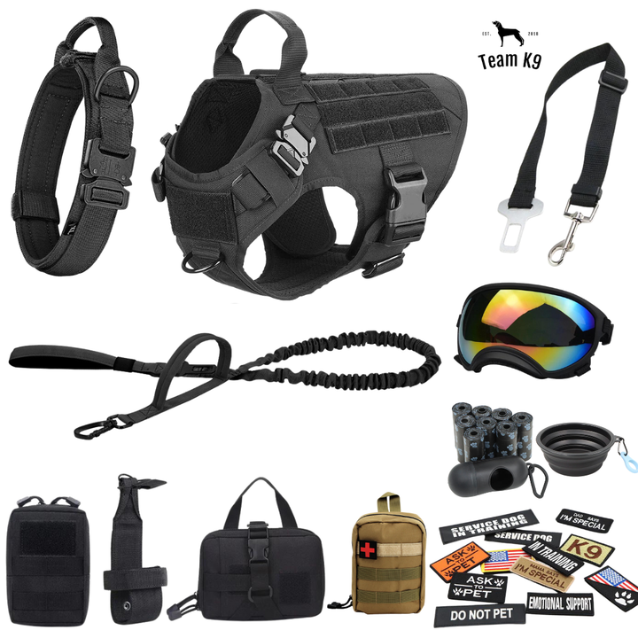 Tactical Dog Harness No-Pull With Front And Back D-Rings Quick-Release Buckles Top Handle Heavy-Duty Training