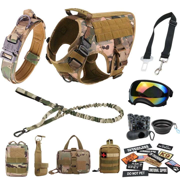 Tactical Dog Harness System All-In-One Training Bundle No-Pull Harness MOLLE Pouches Travel Water Bowl Holiday 2025
