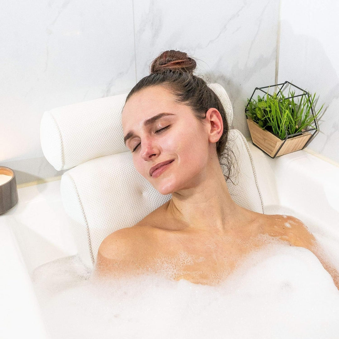 Bath Pillow - Ergonomic Neck Support for Relaxing Soaks, Easy Clean &amp; Durable