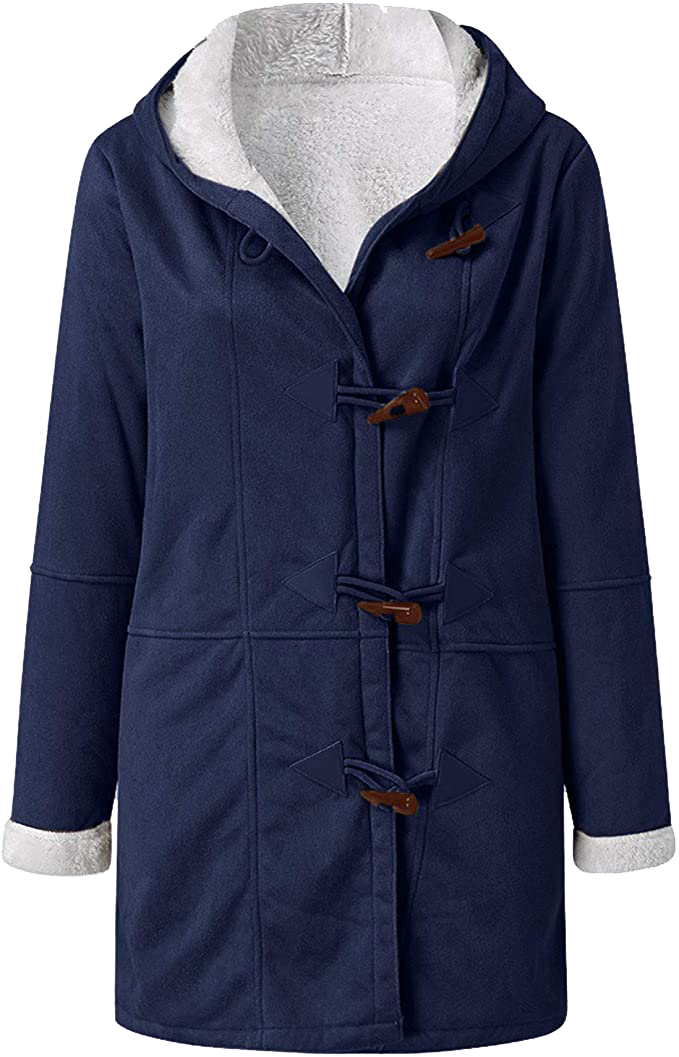 Warm Womens Winter Jacket - Hooded Mid-Thigh, Suede