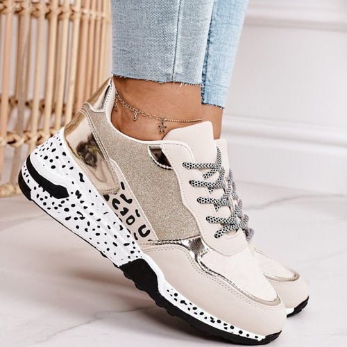 Comfortable Sneakers for Foot Pain Relief with Supportive Rubber Sole, Lightweight Slip-Resistant Design, Available in Gold and Silver