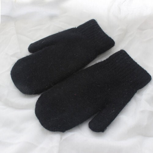 Warm Women Mittens - Ribbed Cuff Plush Faux Fur, Winter