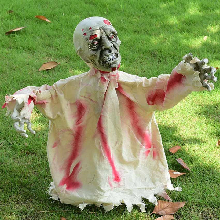 Voice-Activated Swinging Ghost Decoration - 60cm Eerie Halloween Prop for Outdoor Haunts and Spooky Yards