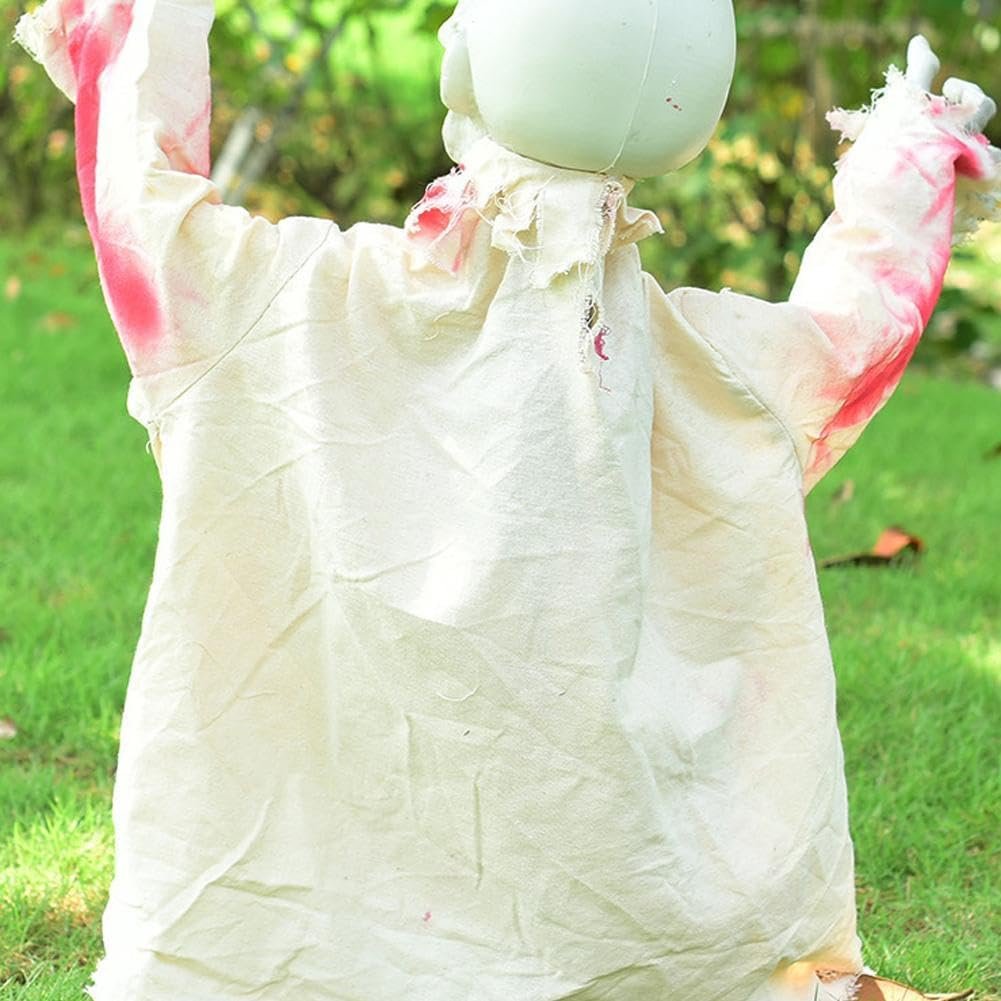 Voice-Activated Swinging Ghost Decoration - 60cm Eerie Halloween Prop for Outdoor Haunts and Spooky Yards